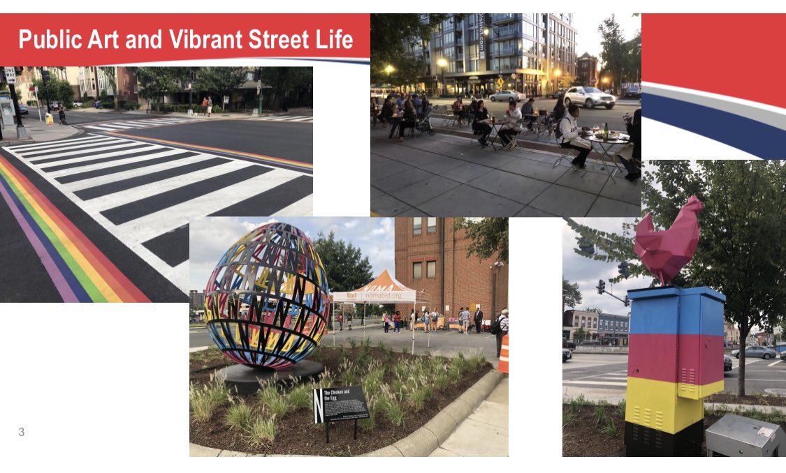 Within DDOT public space, we  when developers activate the street with 1) artwork (do it!), 2) fill the tenant & furniture zones w/patio seating, and 3) put a  #streatery or  #parklet in the parking lane!