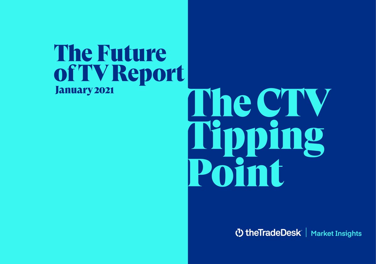 Key takeaways from 'The Future of TV Report' by  $TTD2 surveys conducted:a) Advertiser study: ~150 marketers (agencies & brand direct advertisers) w/ Advertiser Perceptionsb) Consumer study: ~2000 adult 18+ TV viewers w/ YouGovMy thoughts on overall AdTech at the end