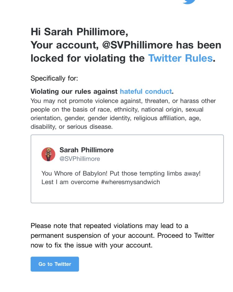 235. Twitter suspended this woman after she was targeted for suspension by a troll account. What's worse are the actual tweets  @TwitterSafety pretended were "hateful." #TwitterIsSexist