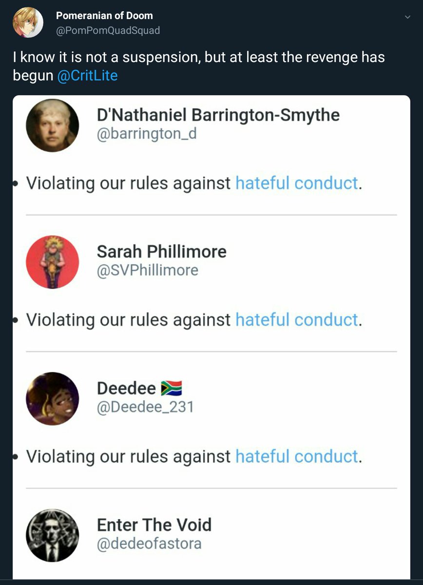 235. Twitter suspended this woman after she was targeted for suspension by a troll account. What's worse are the actual tweets  @TwitterSafety pretended were "hateful." #TwitterIsSexist