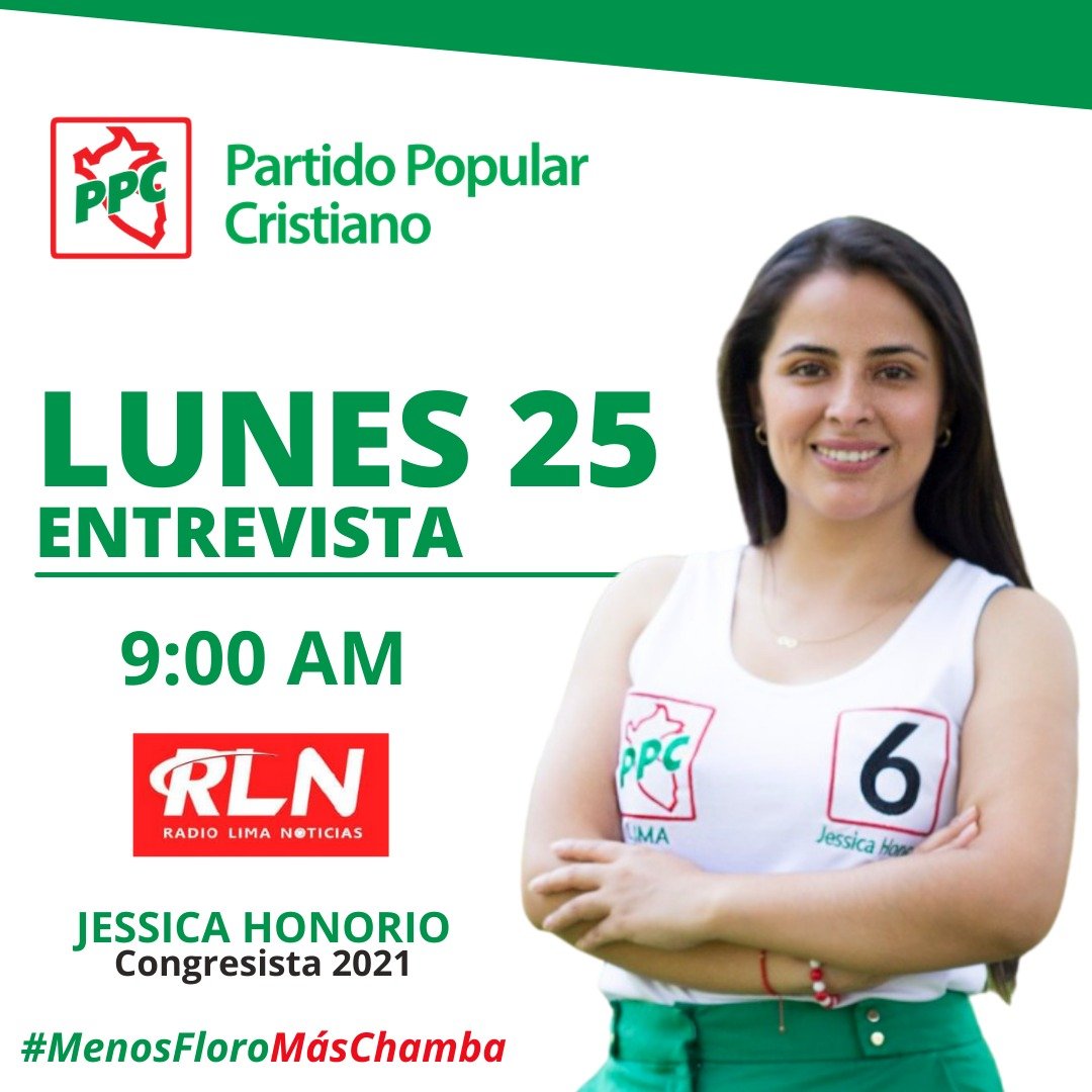JHonorioVidal's tweet photo. #Entrevista | Mañana a las 9 am estaré en una entrevista para @RL_noticias, los invito a escucharme 🇵🇪🙋🏻♀️
#MenosFloroMásChamba #La6DelPPC #PPC6
@BeingoleaA @ppc_peru @ppcista @LourdesFloresN @HEYSENLOPEZ @oswaldojosegil1 @cmadri13 @sanbedoyapardo @denegrj @omarmariluz https://t.co/AulkqIqW42
