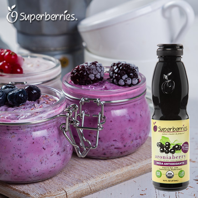The wellness benefits of oatmeal & the #Aroniaberry make them perfect breakfast partners. Create overnight oats using 1 part oats & 1 part milk, 1/8 part chia seeds, 1 tsp of #Superberries Aronia Juice, and sweetener. Refrigerate overnight. https://t.co/ZxPzA9LH9I #oatmealmonth https://t.co/qQ7jPlQL5p