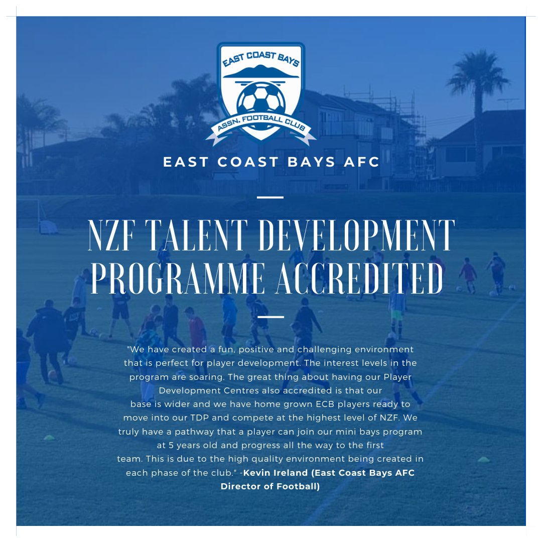 Here's another!

<a href="/ECBAFC1959/">East Coast Bays AFC</a> have attained both a <a href="/NZ_Football/">New Zealand Football 🇳🇿</a> accredited Skills Centre Programme and an accredited TDP! 

Congratulations East Coast Bays!