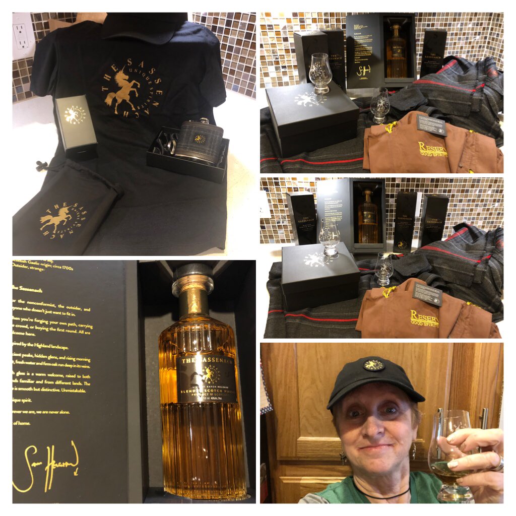 After a year waiting for Maryland to obtain The Sassenach Whisky, my Christmas is complete. 3 Bottles of whisky, T-Shirt and hat, flask, and 2 scarves. I am truly content. Well, ALMOST, I need to see Scotland.@SamHeughan @SassenachSpirit @RealAlexNorouzi