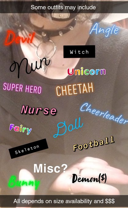 Quick example of some of the outfits I will be getting. Add me on Snapchat to get updates and custom