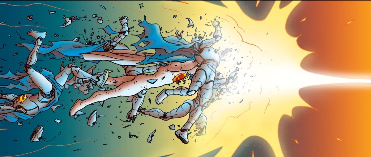 The fight is super gnarly too. With the robots being blasted, Clark ripping pieces of Solaris, the Sun-Eater being blown to bits.