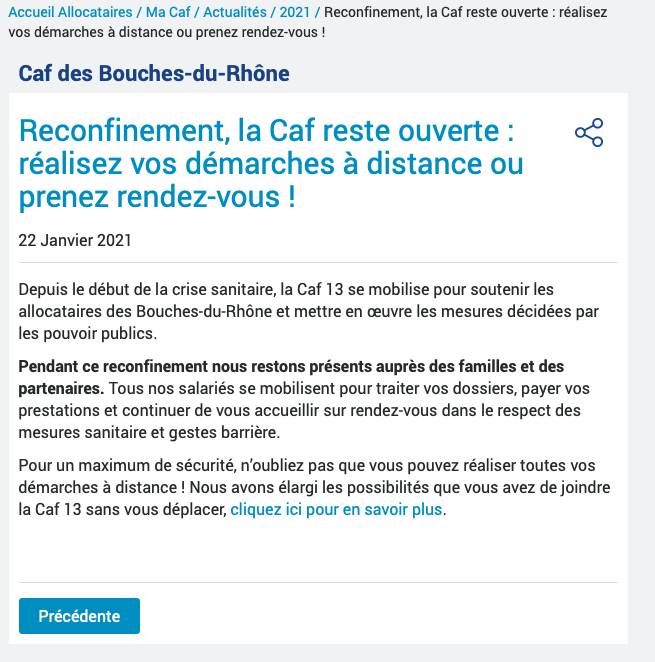 PaulNatoli's tweet photo. Bon ça parle d'un #confinement sur le site officiel de la #CAF13
https://t.co/vxT43ssBc4 @cnaf_actus @franceinfo @laprovence https://t.co/CcjUjs0WzW