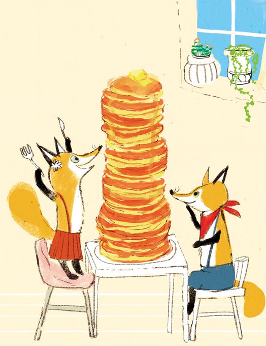 「#ホットケーキの日
#キッキとネネのかくれんぼ #ポポときせつのおかしづくり 」|ももろ　4／20発売絵本「パンダのパクパクきせつのごはん」のイラスト