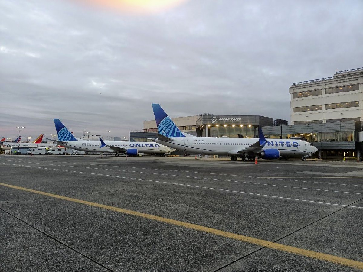 TDox_UAL's tweet photo. On Friday, @united took delivery of two new 737 MAX from @Boeing and both aircraft are now at our hangar in Seattle for final preparations before being placed into service. Our teams are doing incredible work as we get ready for the return of the 737 Max on Feb. 11. https://t.co/Zqcj99gVeN