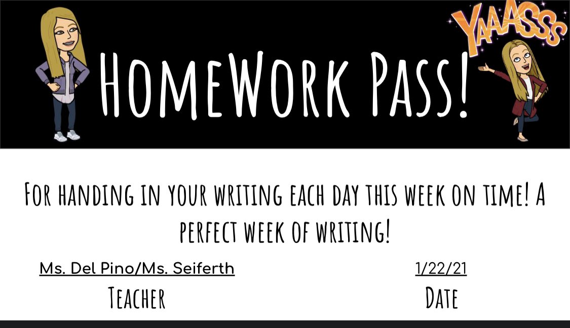 My students have been working so hard lately! Going back and forth between remote and in-person learning takes a lot of organization and flexibility. Keeping motivation has been difficult for them so this week we started giving out homework passes which has definitely helped!