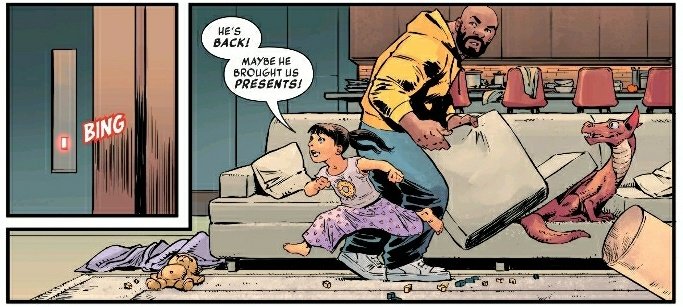 Plus, this is an excellent use of the medium to arrange the panels so that we know Pei is running toward the elevator despite a camera angle in panel 2 which couldn't possibly convey that. Just *chef's kiss* artwork. I imagine THIS is where the page turn comes. #HeartOfTheDragon