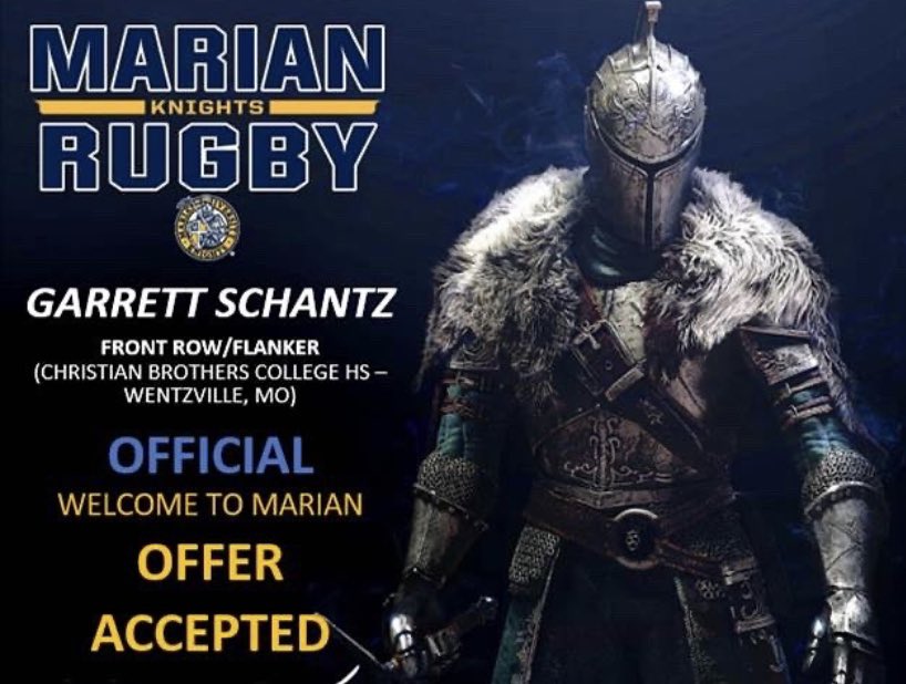 garrett_schantz's tweet photo. I am very blessed and honored to announce my commitment to Marian University #GoKnights @co_rugby @MarianURugby https://t.co/z6YawtOF5o