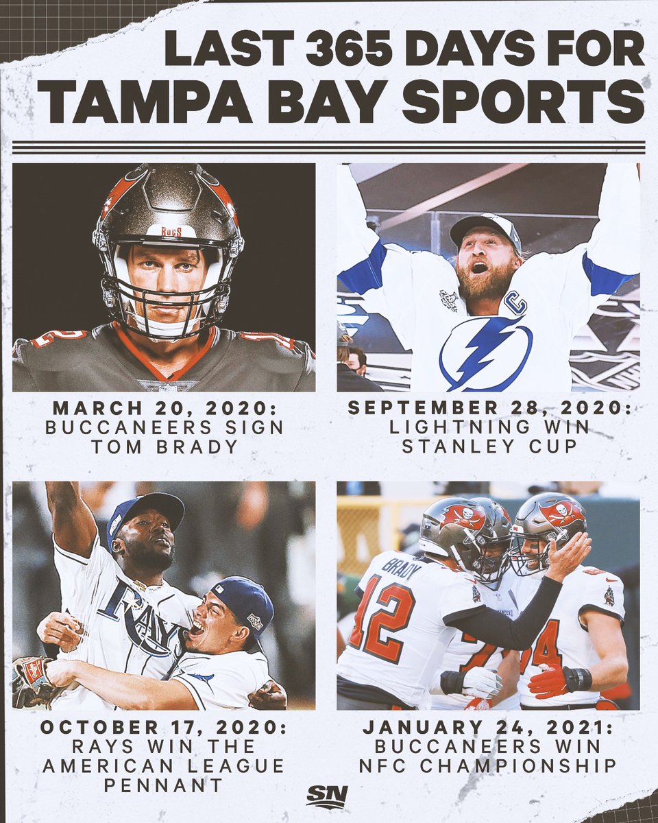 Sportsnet's tweet image. The last 365 days have been pretty good for Tampa sports fans. 👀