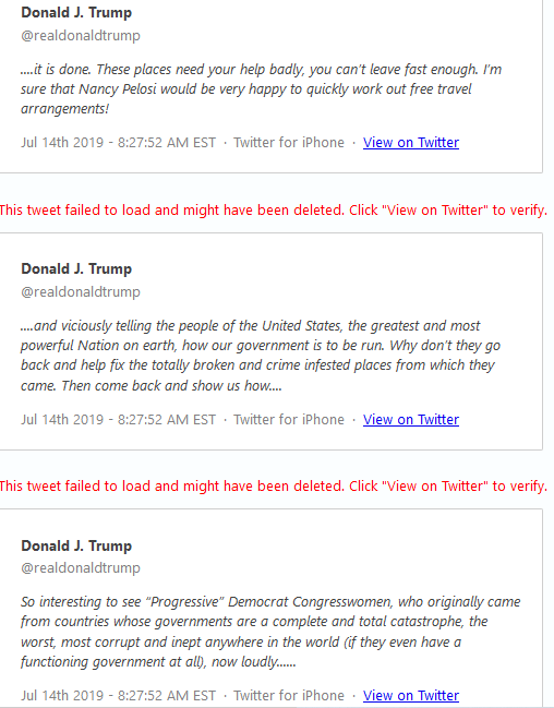 Thread of  @GOP elected officials defending Trump's July 2019 Twitter attacks on the 'Squad'.  https://twitter.com/JuddLegum/status/1150907449228124160?s=20