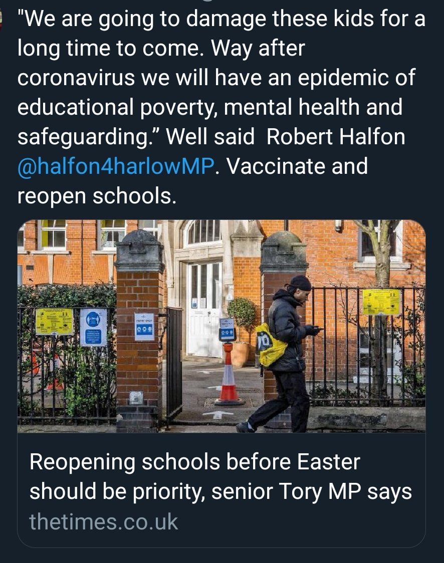 11/ And now we have The Sun, The Times and The Telegraph all running pretty much identical stories.Same quotes, same debatable facts."Increasing pressure from backbenchers and parent groups" You'd think there was a clamour for 30 kids, no masks, no SD in a few weeks.