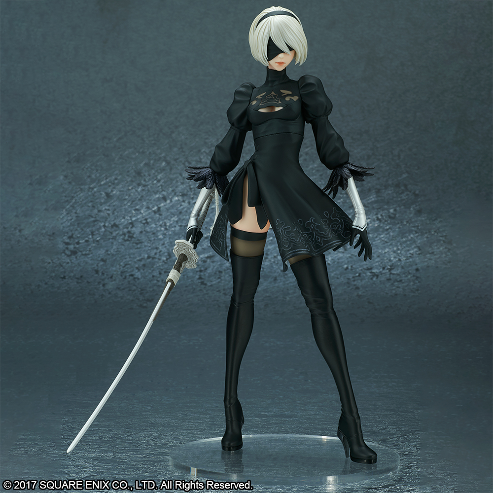 Square Enix Official Goods 好評につき再販決定 アクションrpg Nier Automata より ヨルハ二号b型 通称2b を吉沢光正 Reflect 氏による原型にて フィギュア化 通常版は ゴーグル装着顔と放熱スカート装着ボディの2bフィギュア本体に白の契約 刀 と