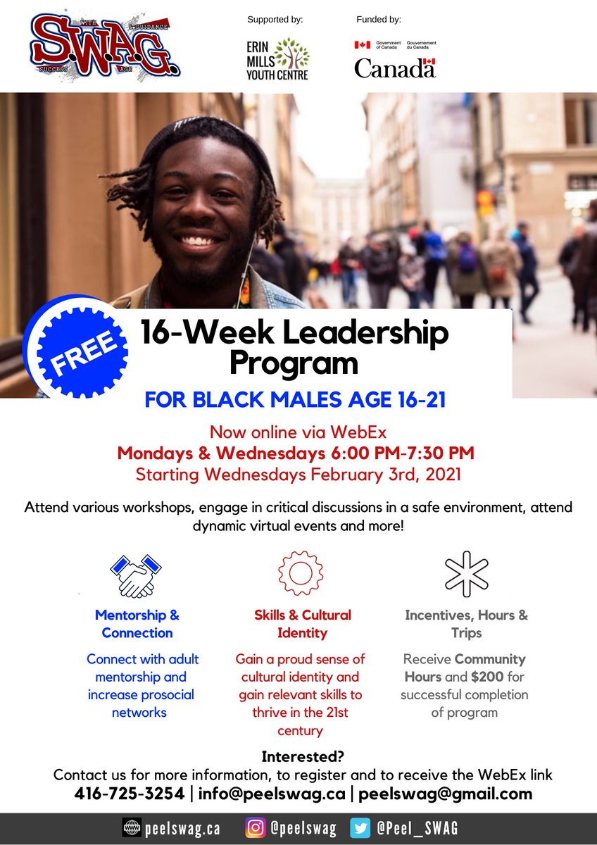 Peel_SWAG's tweet photo. Accepting new participants for our Leadership Program. Any youth interested ages 16-21, contact peelswag@gmail.com https://t.co/AC5ghY6I9g