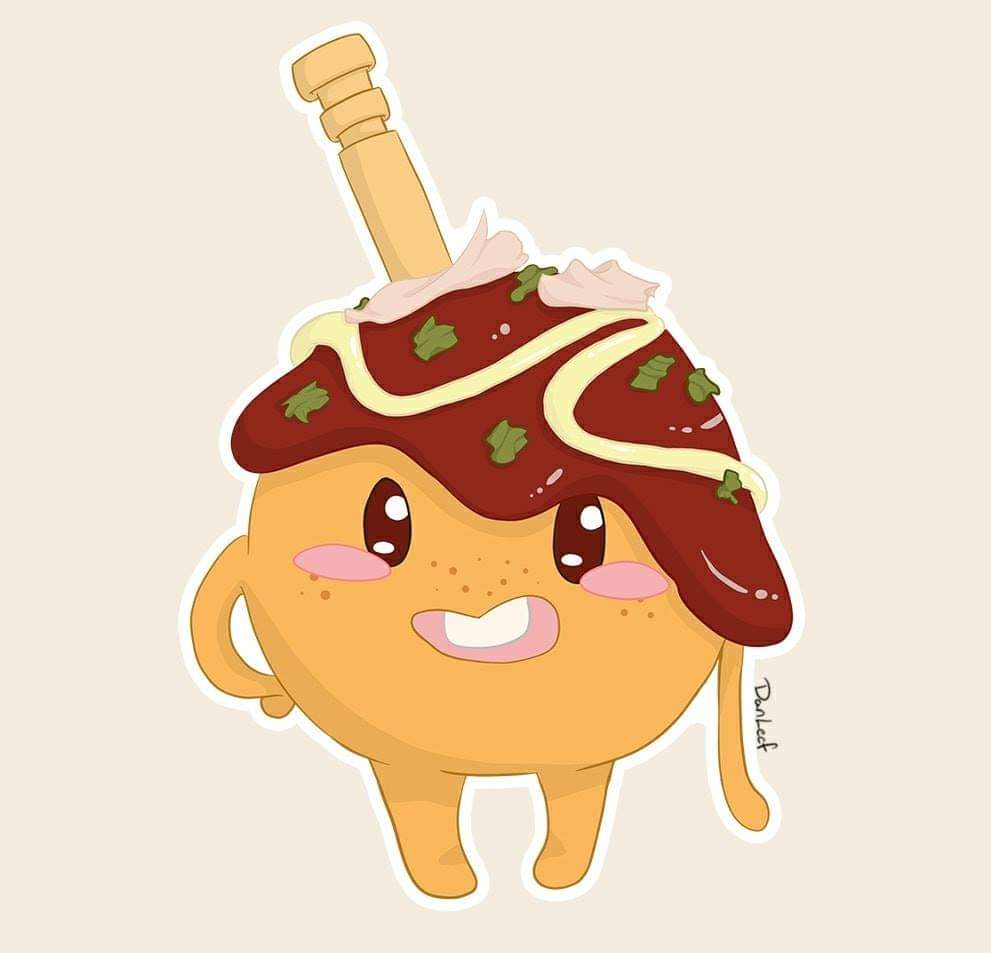 foleydanni's tweet photo. Anyone else like takoyaki? 
Originally  I made this little guy to be a 3D character - still working on him 🥰 but for now he will be made into a sticker !
#takoyaki #sticker 
-Shop coming soon- https://t.co/ooJHx15Gfl
