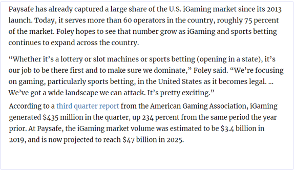 1) $BFT -  @PlugIntoPaysafe DD ThreadSummary:- #1 in USA iGaming- Fintech appeal- iGaming future growth in USA- Bill Foley to be chairman of Paysafe board, has history of creating value- Established company w/ real revenues today https://www.cnbc.com/video/2020/12/07/bill-foley-to-take-blackstones-paysafe-public-in-9-billion-spac-deal.html