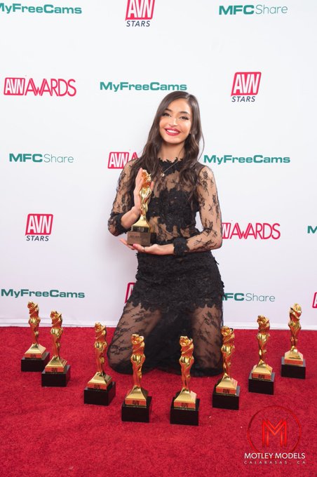 1 pic. The happiest girl . So proud to be holding these awards ❤️✨   @avnawards  @AVNMediaNetwork  @MotleyModels