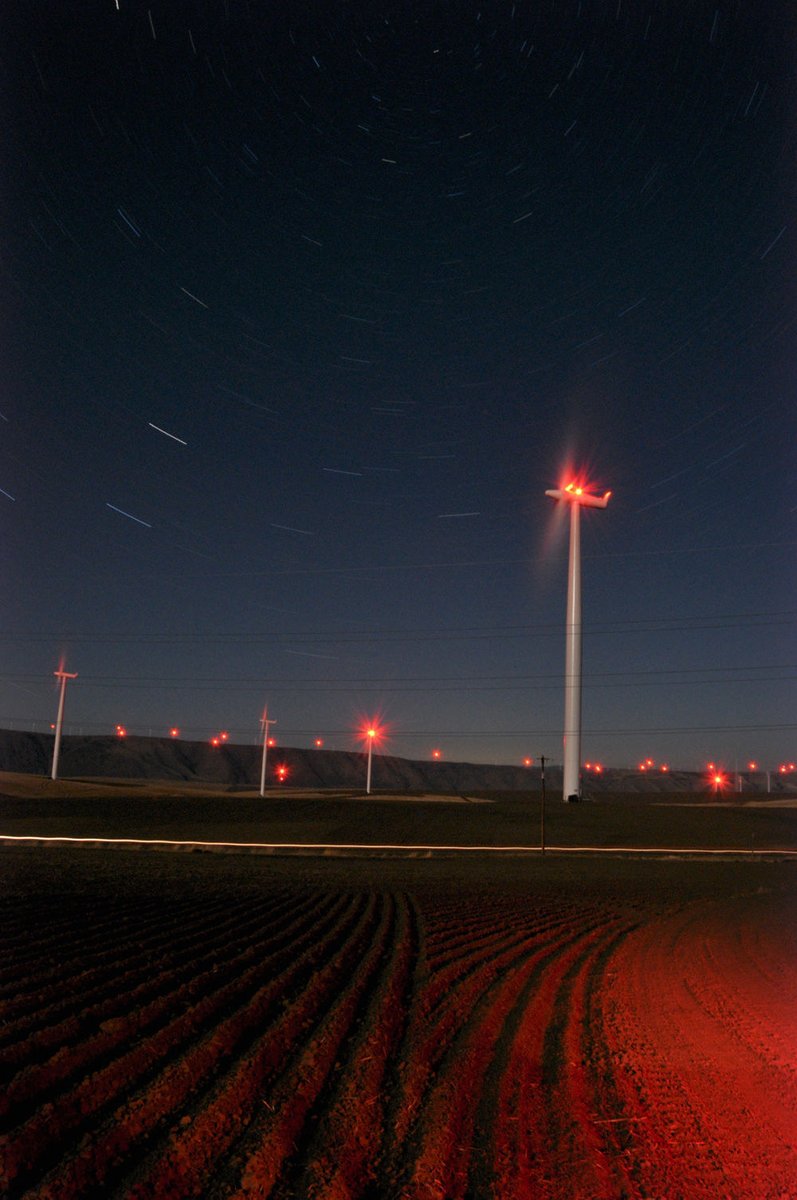 Wind churn and miles of red strobes at night. 