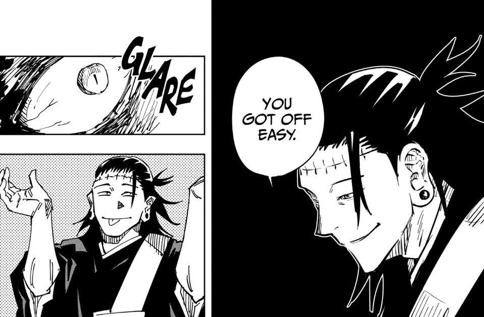 Literally all throughout the story, Geto manipulated the Nature Cursed spirits and Mahito. Took his time & constantly feigned ignorance or stayed out of sight. Literally the perfect mastermind