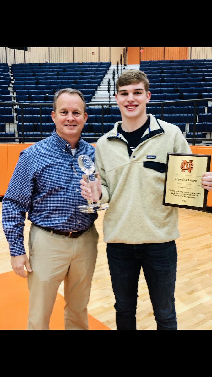 Not many players get to receive awards that are named after them. Going forward North Cobb Football will give out a Trevor Lovett Leadership Award each year. Congrats Trevor on leaving a great legacy for others to try and follow. ⁦<a href="/trevorlovett07/">Trevor Lovett</a>⁩ ⁦<a href="/dallaswhite/">Dallas White</a>⁩