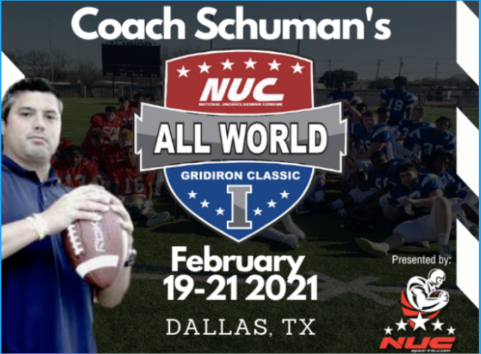 coachschuman's tweet photo. @AusmerBryant You are invited to Coach Schuman’s NUC All World Game In February. You Can Register At https://t.co/KCwDdqKrC2 using code Football19 for 50% off for invited athletes. https://t.co/UHX29CgGVg