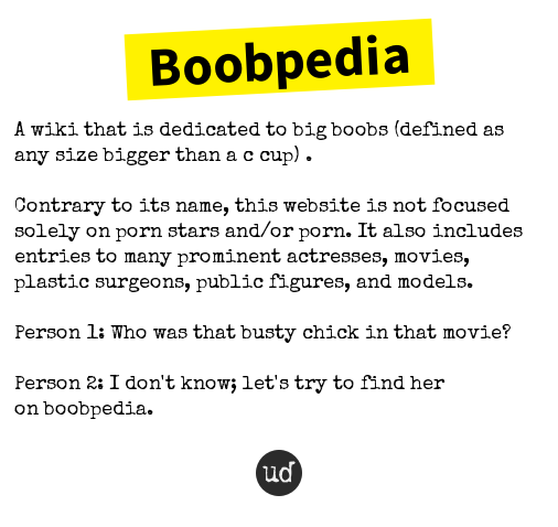 Urban Dictionary on X: @boobpedia Boobpedia: A wiki that is