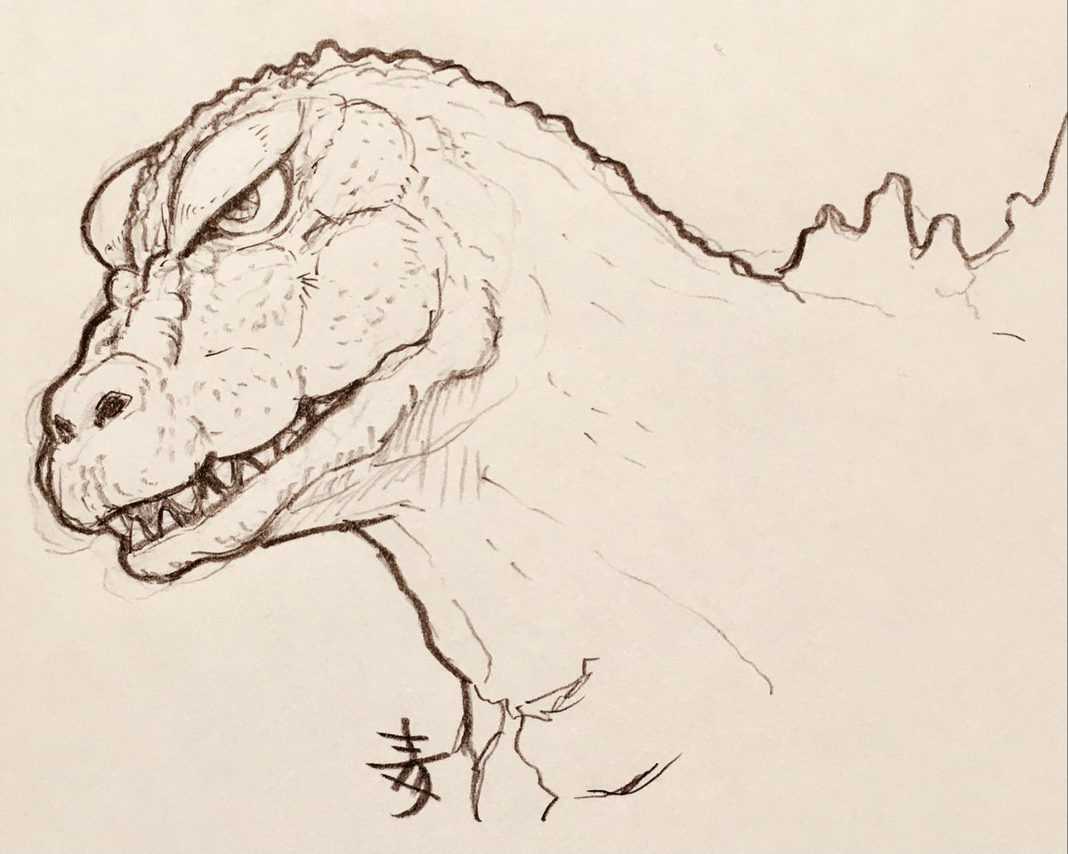 久しぶりに 約30年ぶり モスラ対ゴジラ を視聴 個人的に歴代ゴジラ着ぐ 青ビト 健やかバイスタンダー Aobito Healthy Bystander のイラスト