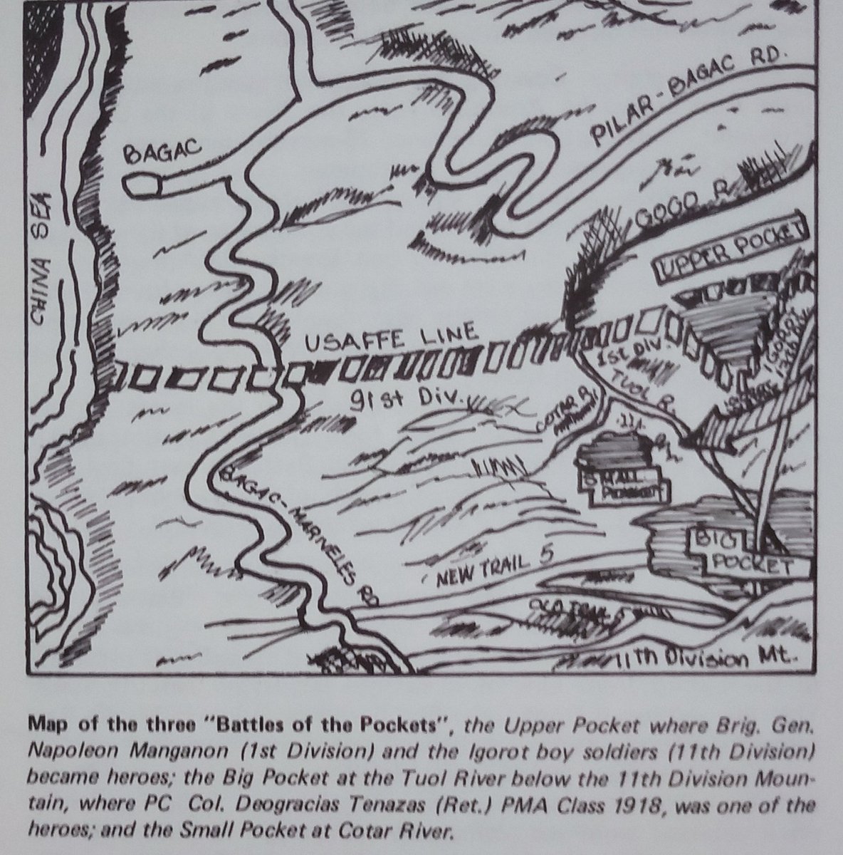 bboomerjourno's tweet photo. On #Bataan #Igorots fought like lions in the 'Battle of the Pockets' from 26Jan-17Feb 19. Prior to that battle, #USAFFE was harried as it withdrew to MLR on 25 Jan 1942. PA troops sieged  foe in 2 pockets at rivers Tuol and Gogo-Cotar —about kilometers apart. https://t.co/VI4k5YoVzA