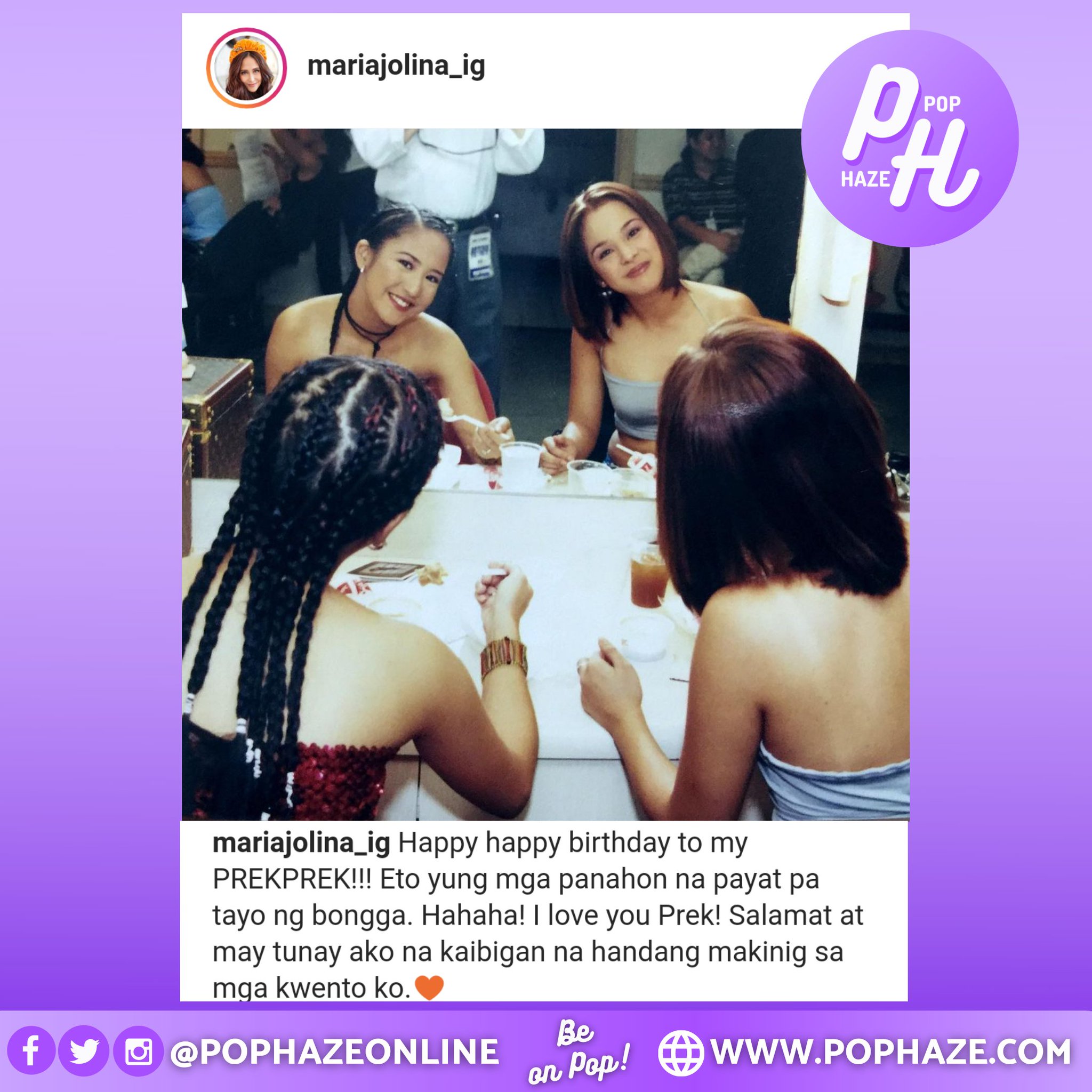  Jolina Magdangal greets Nikki Valdez a Happy Birthday with their throwback photo on Instagram. 