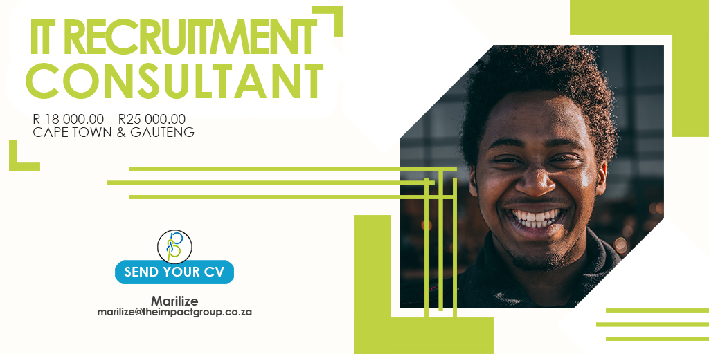 PlacementP_SA's tweet photo. IT Recruiter R 18 000.00 – R25 000.00 
Cape Town and Gauteng

Contact Person: Marilize
Email: marilize@theimpactgroup.co.za https://t.co/tKYpim4FVs