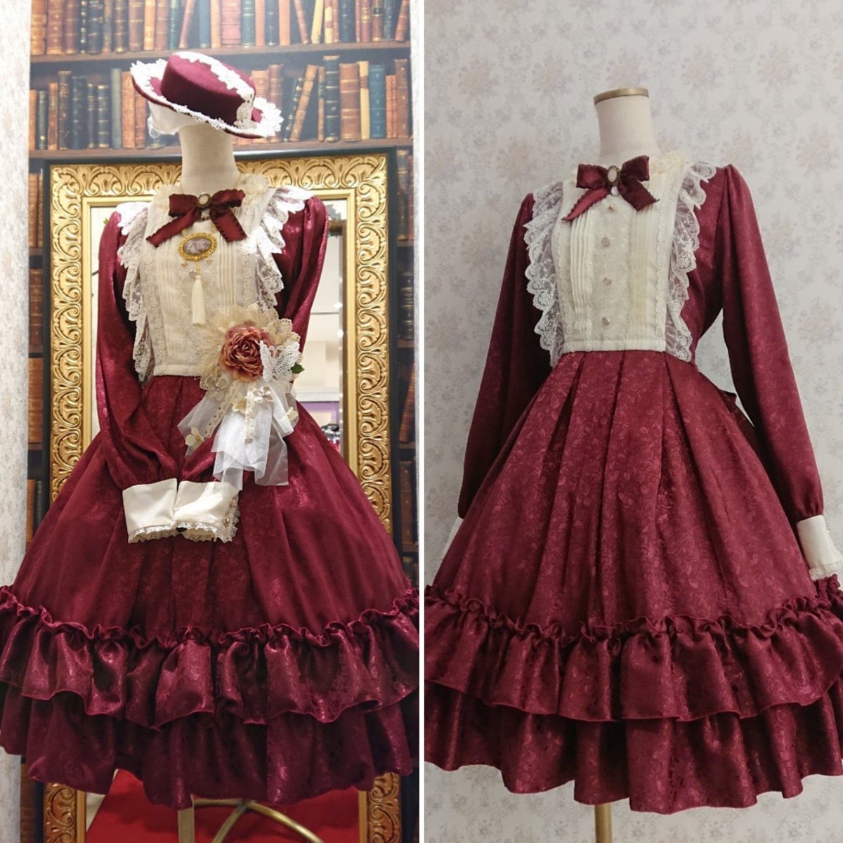 ATELIER PIERROT ワンピース PINA sweet collection】 ローズジャガードワンピース ミント