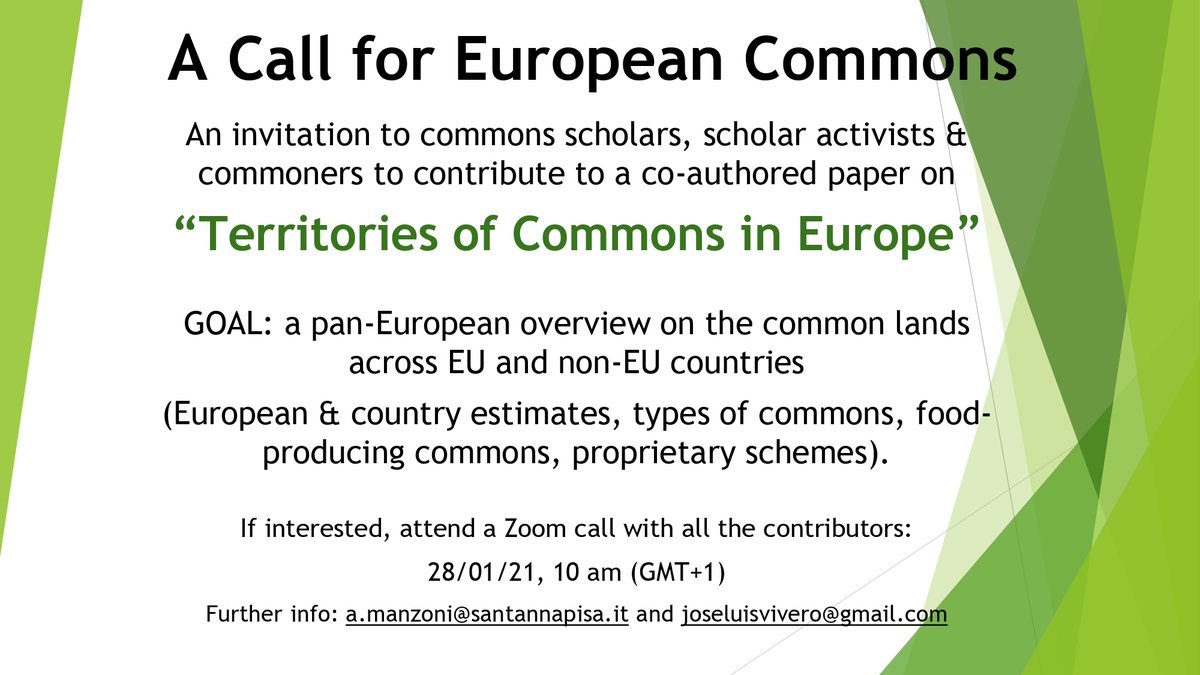 Looking for authors from #Sweden #Cyprus #Denmark #Malta #Ireland #Slovenia #Luxembourg #Macedonia #Moldova. We are already 30+ authors! DM if interested, details below👇
#commonlands #foodcommons #lands #landcommons #CommonAgriculturalPolicy #CAP #landscape @JoseLViveroPol