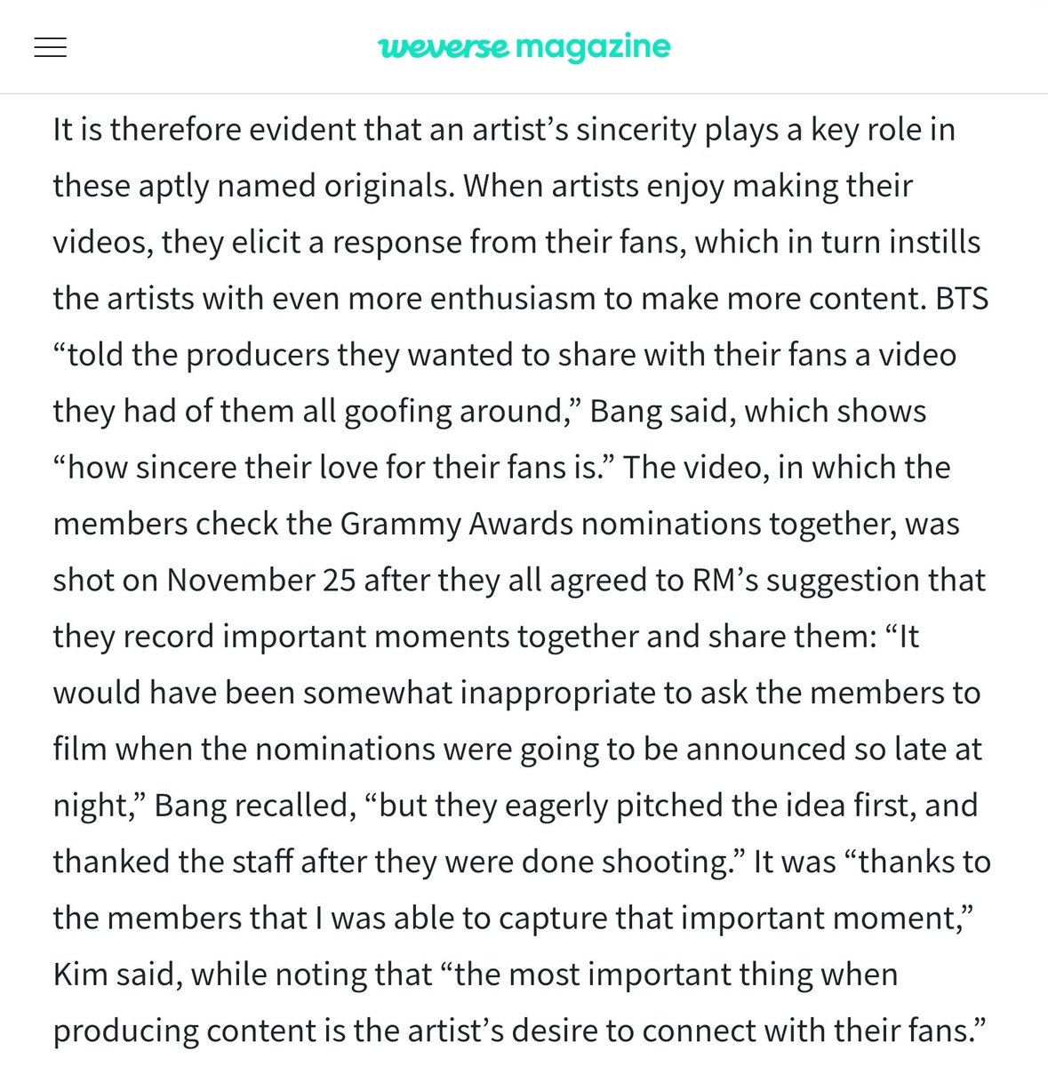 Allow me to add in more proof! Please read the Weverse Article which matches all previous interbiews and articles written for BTS and Mr. Bang! Not to mention, the Harvard Business Case Study!   #BTSARMY    @BTS_twt :  https://bit.ly/39YBkSG 