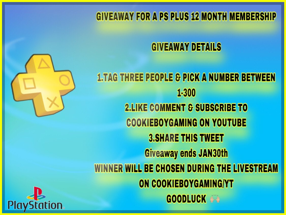 MelTheVamp1's tweet photo. @CookiesGame47 COOKIEBOYGAMING GIVEAWAY FOR A 12 MONTH PS PLUS MEMBERSHIP. FOLLOW THE RULES IN THE PICTURE TO PARTICIPATE! 
#PSPLUSMEMBERSHIP #ps5 #ps4 #PlayStation5 #YouTubers #Livestream #Giveaway #ps5restock https://t.co/TyEzWWCl8y