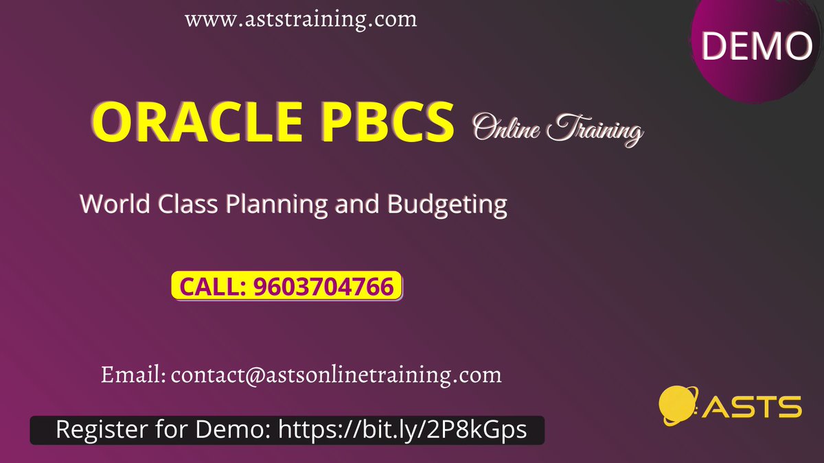AstsTraining's tweet image. Signup for Demo: bit.ly/2P8kGps
KnowMore: aststraining.com/pbcs-online-tr…
#OraclePBCSTraining #OraclePBCSCertification #PBCSOracle #PBCSOnlineTraining #AstsTraining #PBCSTraining #onlinecourses #learnonline #jobs #career #jobsearch #community #influencer #cloudcomputing  #monday