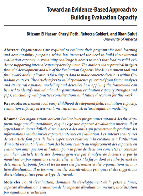 CJPE_RCEP's tweet photo. El Hassar, Poth, Gokiert, & Bulut share their Evaluation Capacity Needs Assessment tool & framework for internal capacity development https://t.co/jY07BfPdml #evaluationcapacitybuilding https://t.co/MPBrWt4ttY