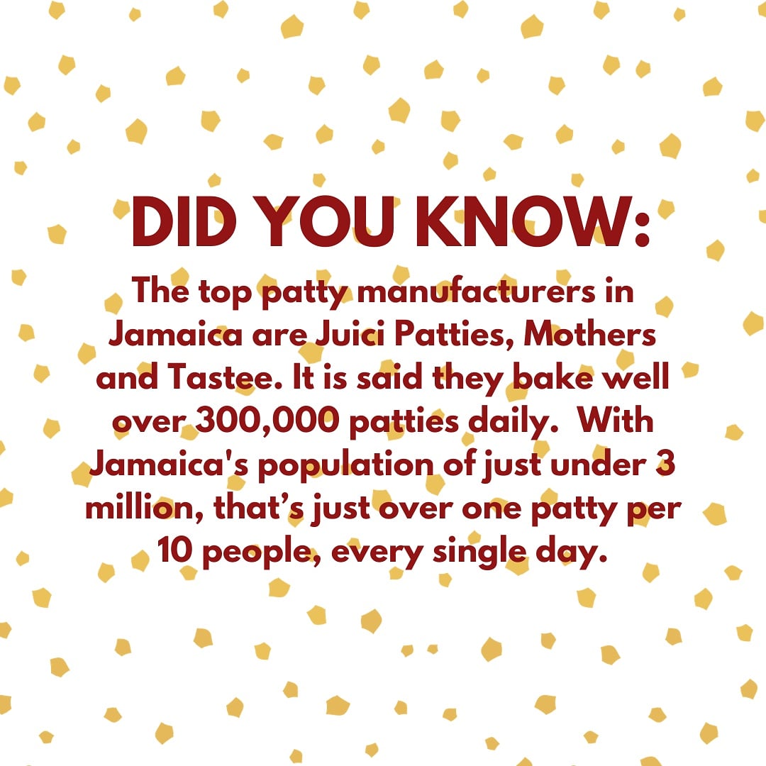 Check out the top pattie manufacturers in Jamaica: <a href="/JuiciPattiesJA/">Juici Patties</a> <a href="/mothersjamaica/">Mother's Jamaica</a> <a href="/TasteeJamaica/">Tastee Jamaica</a>
Love, peace and respect! 🤜🤛