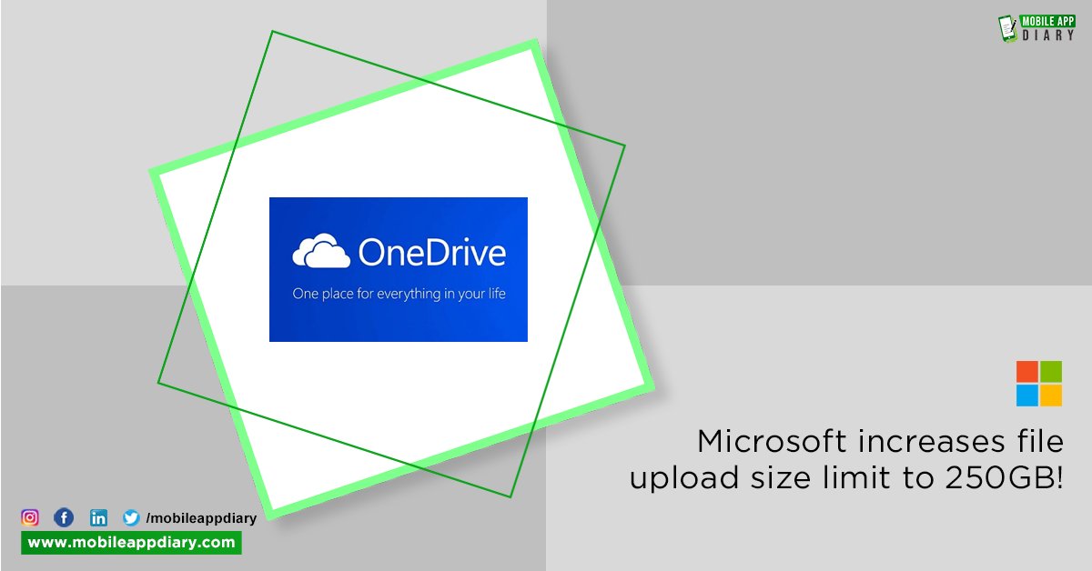 mobileappdiary's tweet photo. By the end of this month, Microsoft will start rolling out support for 250GB file size uploads. You can share such huge database on OneDrive, Teams and SharePoint.  

#MAD #MobileAppDiary #MobileAppWorld #Applications #Technology #Microsoft #OneDrive #DigitalWorld #NewUpdates https://t.co/3QsTNysZyx