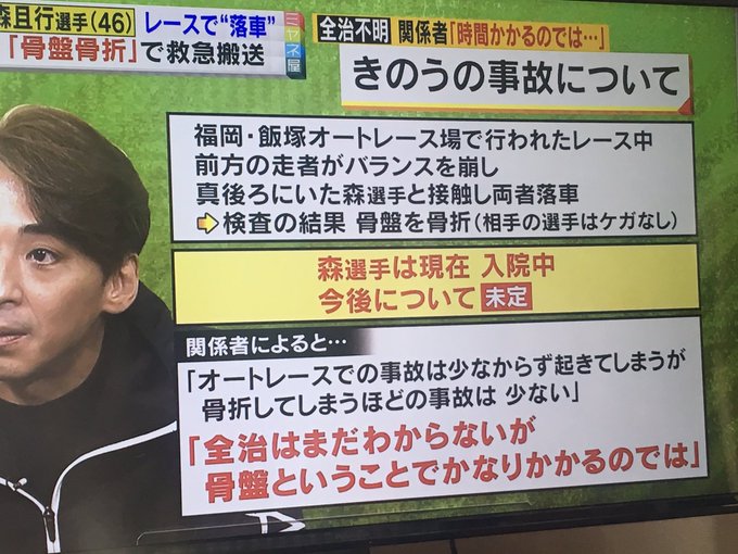 ミヤネ屋 森くんのバイク落車事故 衝突した選手の名前は新井恵匠さん ケガは無し まとめダネ