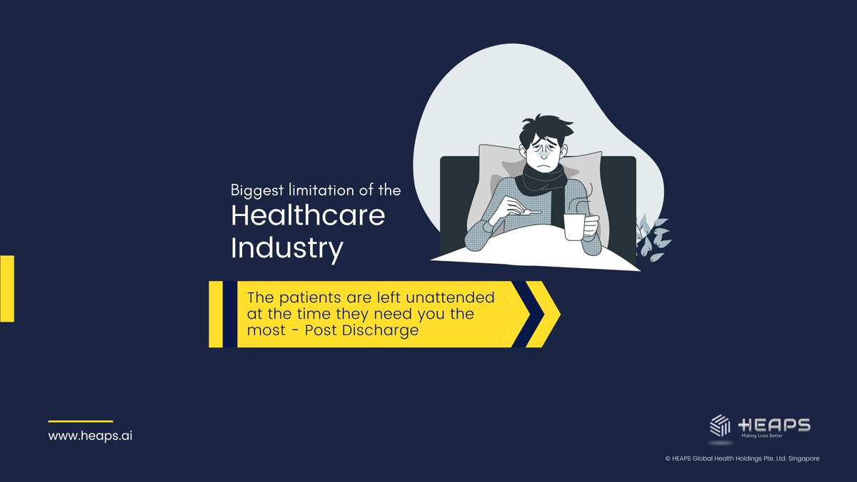 heapsAI's tweet photo. A patient is still a patient, even after discharge! 
Care during this critical period is ignored beyond measure.

#healthcarelimitation #healthcaredata #healthcaredatascience #patient #limitations #artificialintelligence #AI #heaps #postdischarge #postdischargecare #heapsai https://t.co/1ZYjXRx2wR