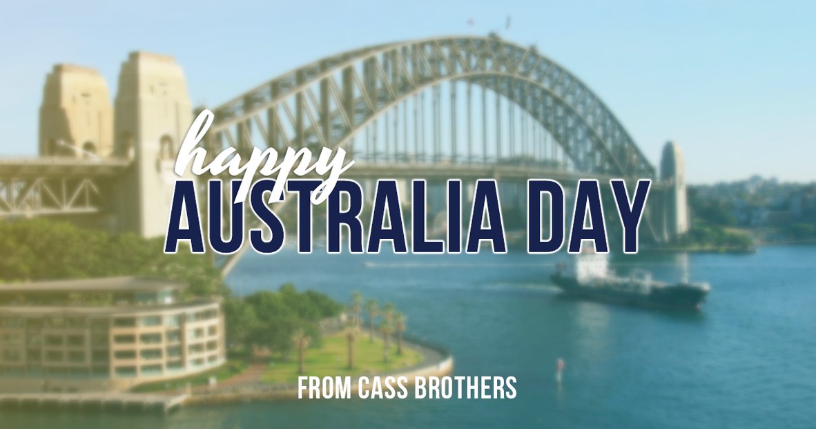 CassBrothers's tweet photo. Have a great Australia Day holiday! We will be back on Wednesday!
Click here to view our Australian Day trading hours: https://t.co/E4MLyDCpB6
#cassbrothers #australiaday2021 https://t.co/SlAoQOtCKF