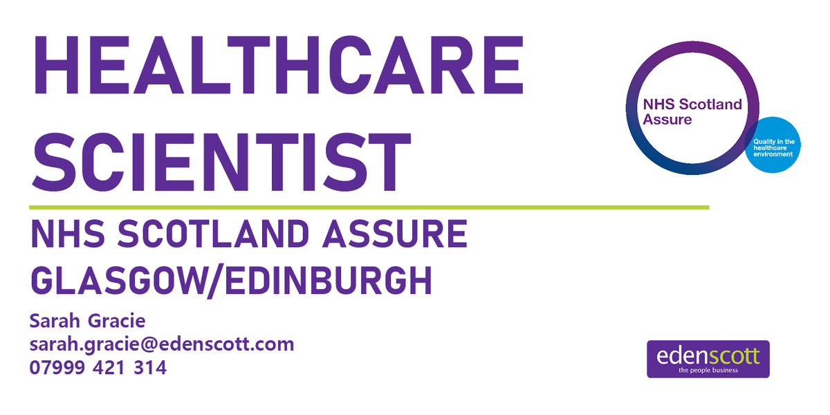 EdenScottLtd's tweet photo. Our team are working with @NHSNSS to find a Healthcare Scientist. Find out how you could play a key role with the new NHS Scotland Assure. For more details, contact Sarah Gracie. #NHSJobs #NHS #NewJob https://t.co/IDgd6lMpRV