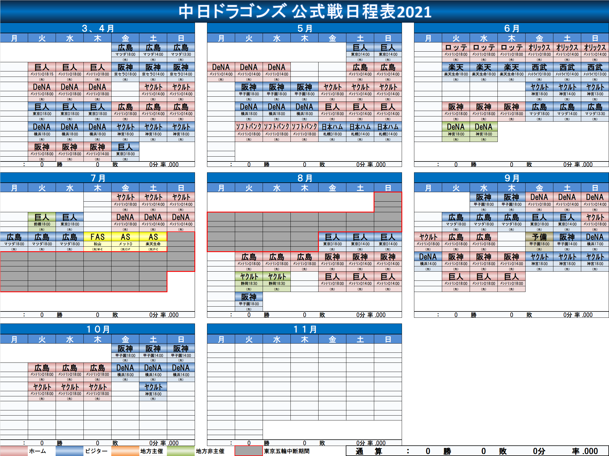 しーと 中日ドラゴンズ公式戦日程表21 交流戦を含み試合開始時間入りの全日程がnpbより発表されましたので更新します マツダスタジアムで行われるカープとの開幕戦は18 00開始となりました Dragons T Co Em9ze5ef23 Twitter
