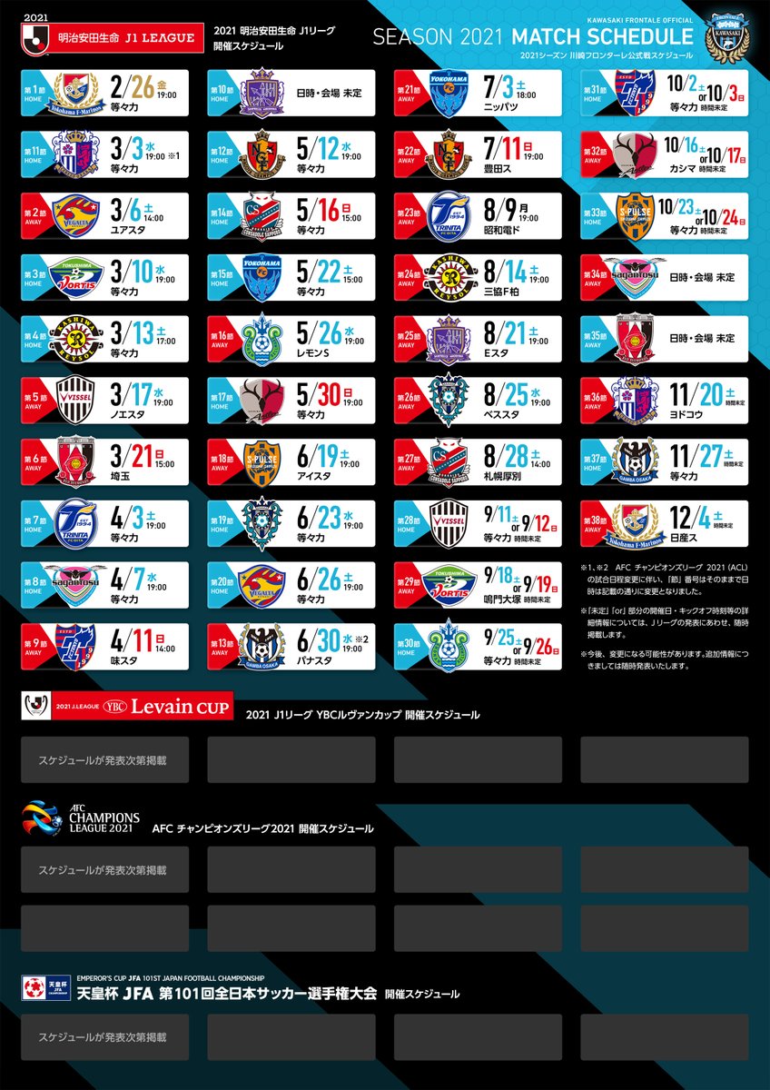 川崎フロンターレ 今年も試合日程をまとめてみました 自宅の部屋に貼ったり 持ち歩く手帳にいれたり ぜひご活用ください 広報 Frontale T Co Xjafcijkig Twitter