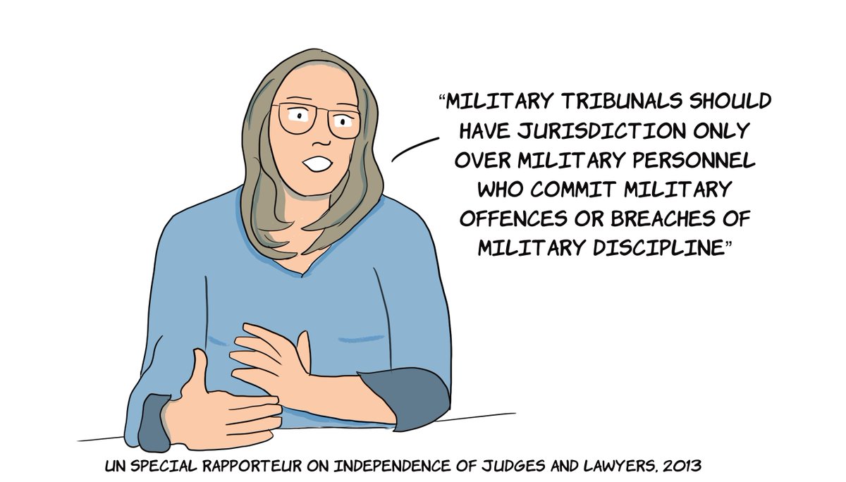 International human rights standards say that military courts should not be used in cases of human rights violations.  https://undocs.org/A/68/285 