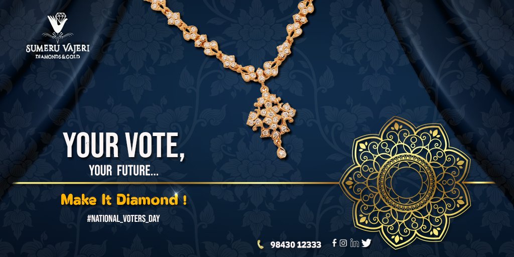 SVajeri's tweet photo. #Sumeru_Vajeri
✅Your Vote...! Your Future...! Make It Diamond!
#NationalVotersDay
📞9843012333 ➡️jayayogi75@gmail.com
🏤New no.27 “Raja viswa” Ramanujam Nagar,Karur - 2
#sumeru_vajeri #karur #diamond #Bni #diamond_jewellery #gold_jewellery #jewellery_online #vote #voters https://t.co/LXzDAFWbtX