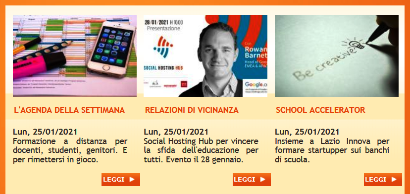 fmdigitale's tweet photo. Comincia una nuova settimana con 60 appuntamenti formativi online per vari destinatari, studenti, docenti, genitori, giovani, lavoratori fragili ecc.

Su https://t.co/8CaUF282G5 evento di lancio di #SocialHostingHub @googleorgGrants e avvio di #SchoolAccelerator con @LazioInnova. https://t.co/w3oD9BSptZ